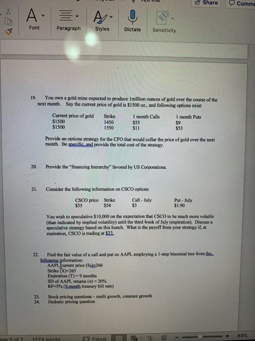 strike out the questions not addressed. Show work for partial credit. 2.