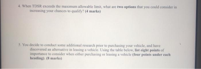  4. When TDSR exceeds the maximum allowable limit, what are two