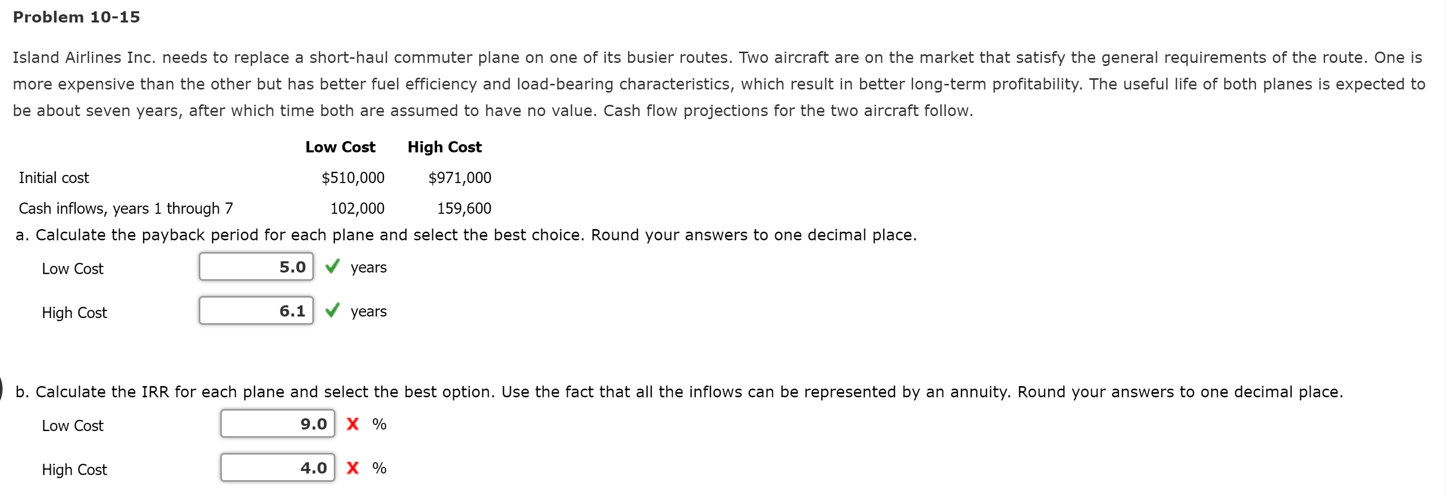  Please See PART B. Problem 10-15 Island Airlines Inc. needs to