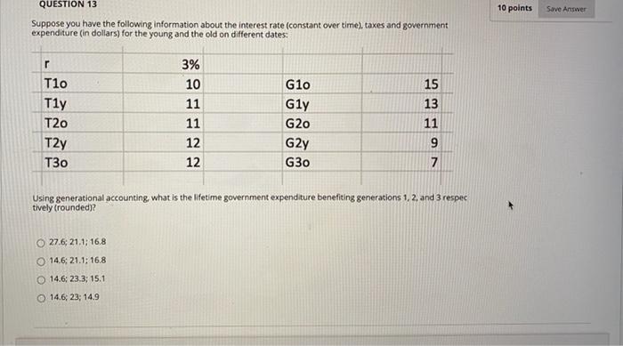  QUESTION 13 10 points Save Answer Suppose you have the following