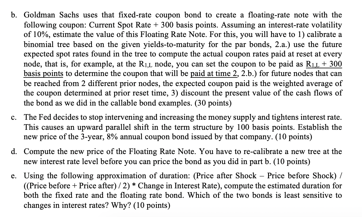 following questions. Assuming that the current Term Structure of yield to maturity