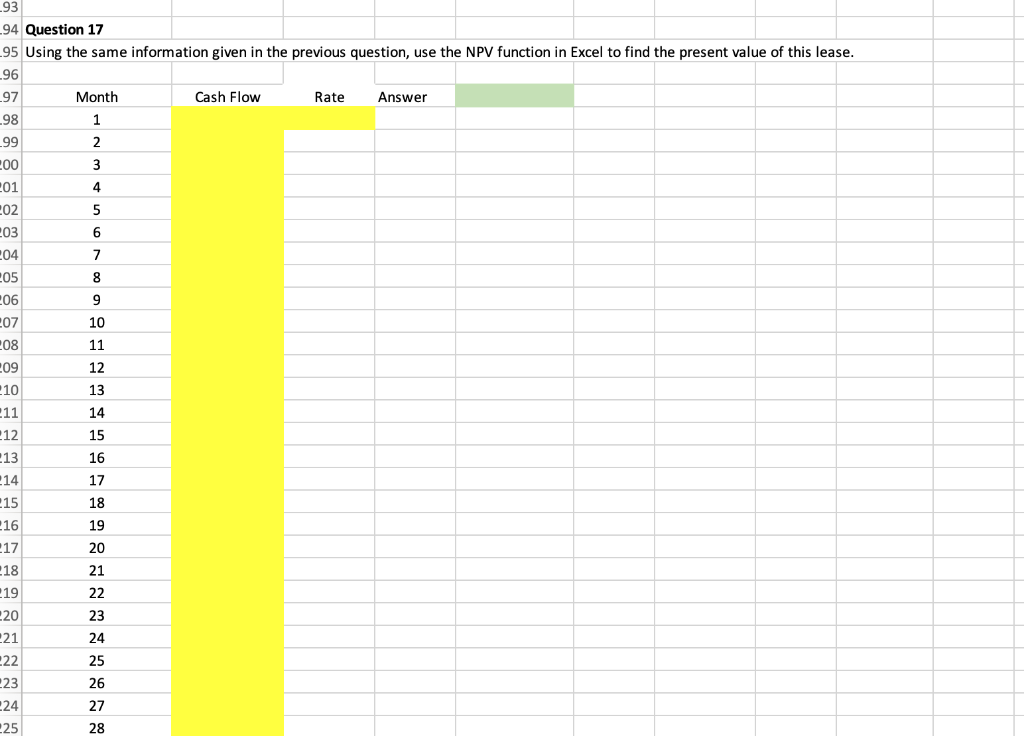 SHOW FORMULAS THANKS, 94 Question 17 95 Using the same information