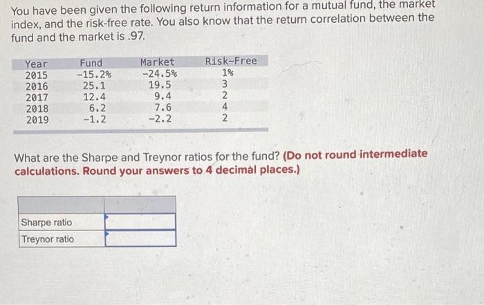 please do not round intermediate calculations. You have been given the following