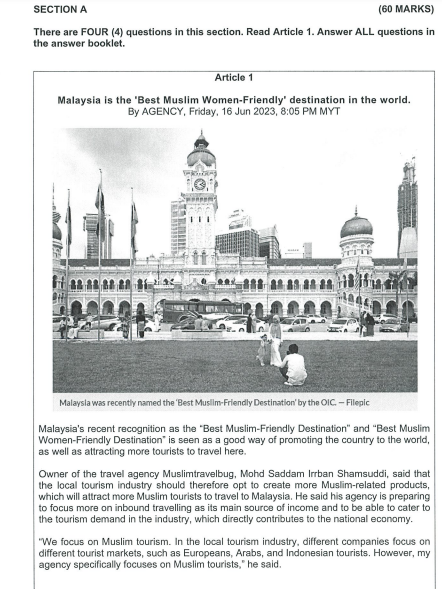  There are FOUR (4) questions in this section. Read Article 1.