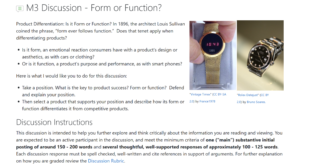  E M3 Discussion - Form or Function? Product Differentiation: Is it