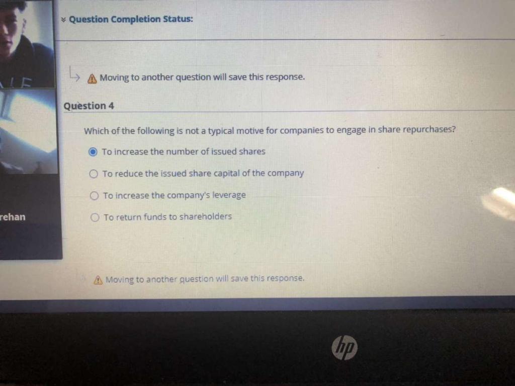 Question Completion Status: L A Moving to another question will save