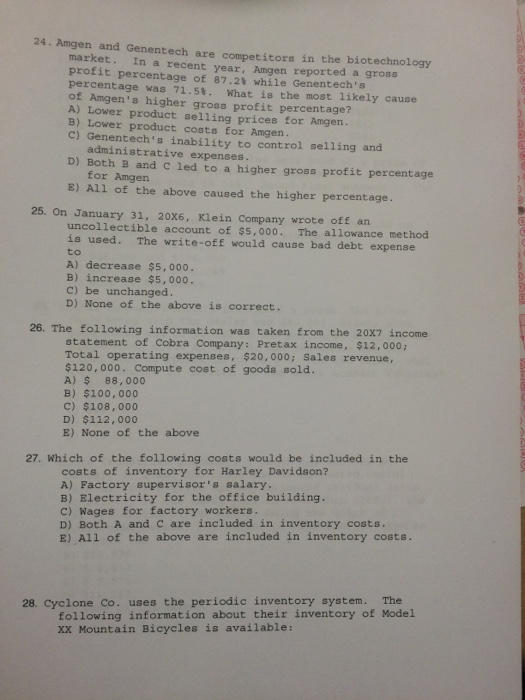 7 multiple choice question Amgen and Genentech are Competitors in the biotechnology