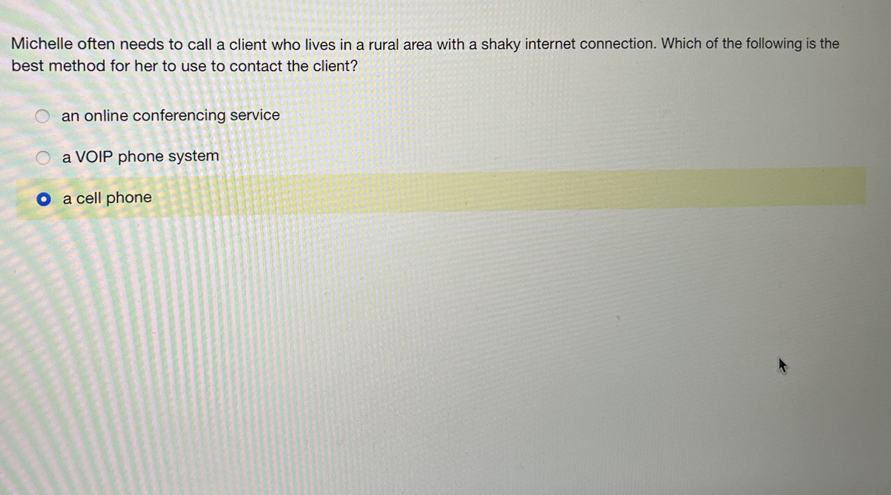  Michelle often needs to call a client who lives in a