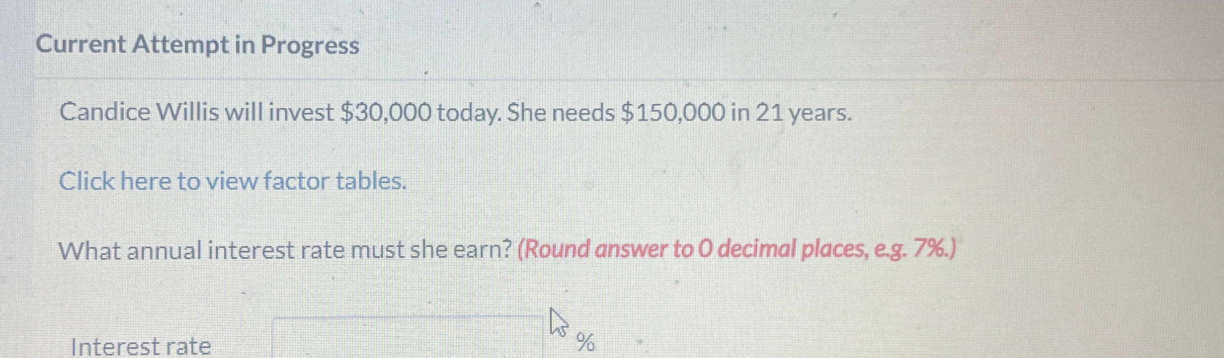  Current Attempt in Progress Candice Willis will invest $30,000 today. She