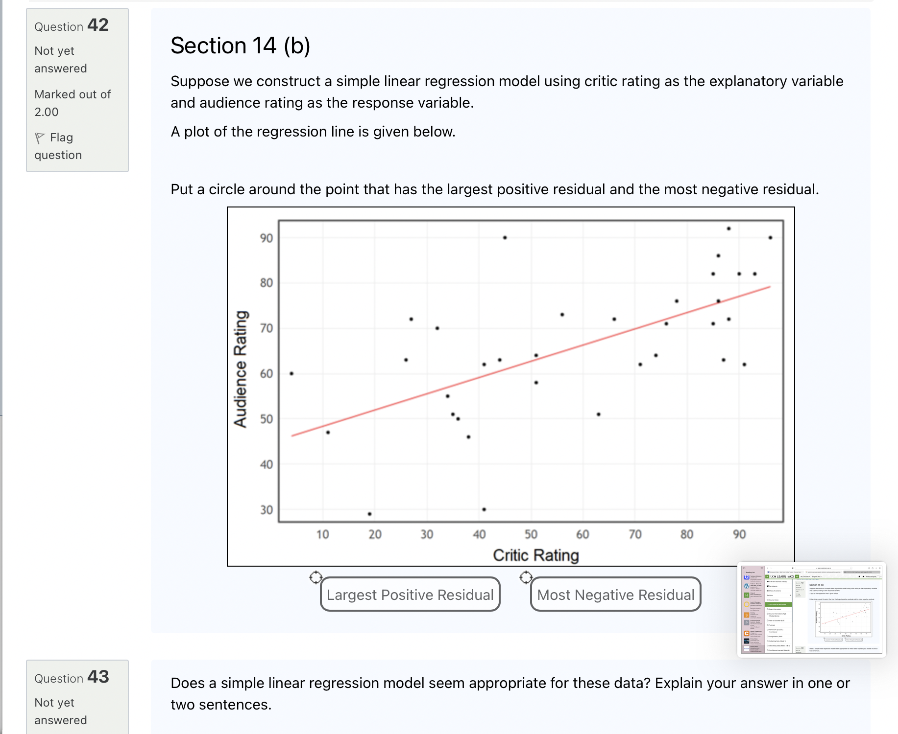 Section 14 (b)Suppose we construct a simple linear regression model using critic