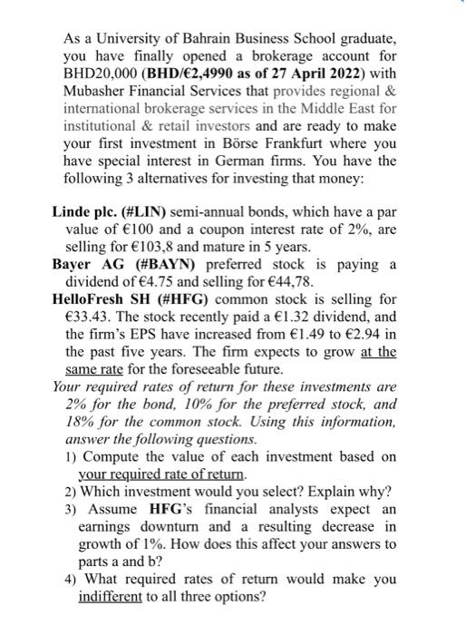 use excel please ( and show the formulations ) As a University