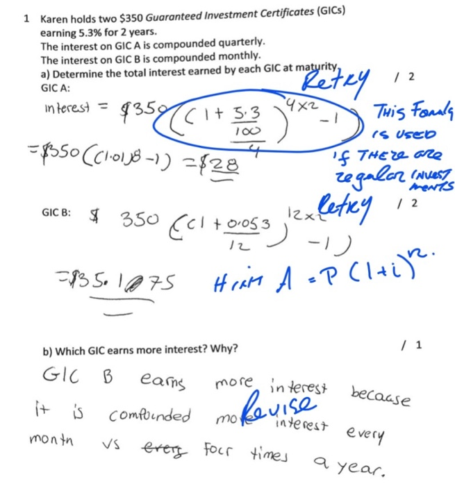  show all steps/ work to obtain right answer. corrections/ suggestions made