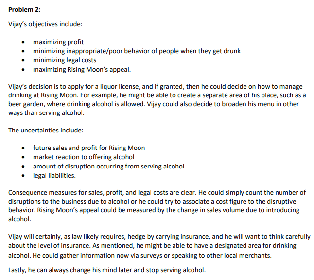 For each scenario, you will construct decision tree, as indicated in the