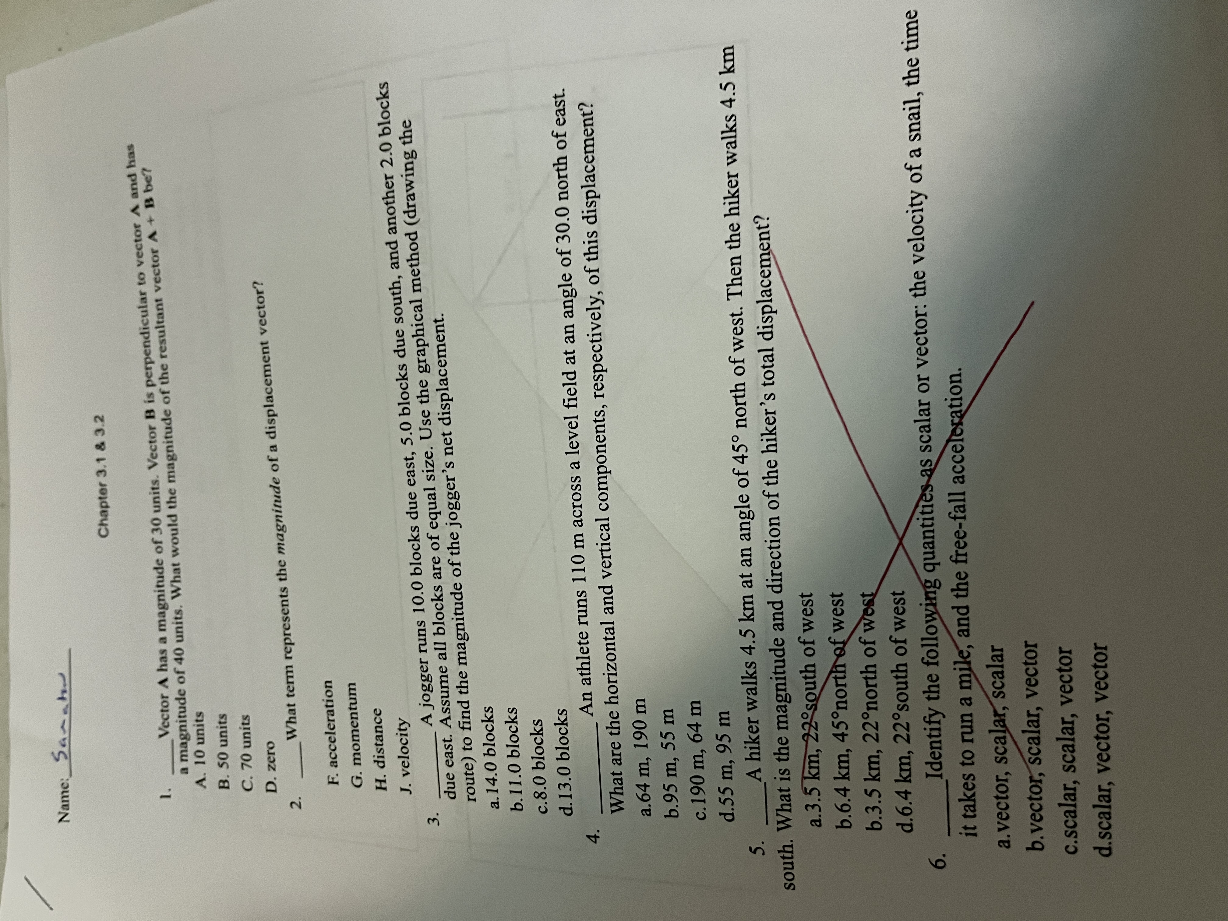  Name : Sanghe Chapter 3.1 & 3.2 1. Vector A has