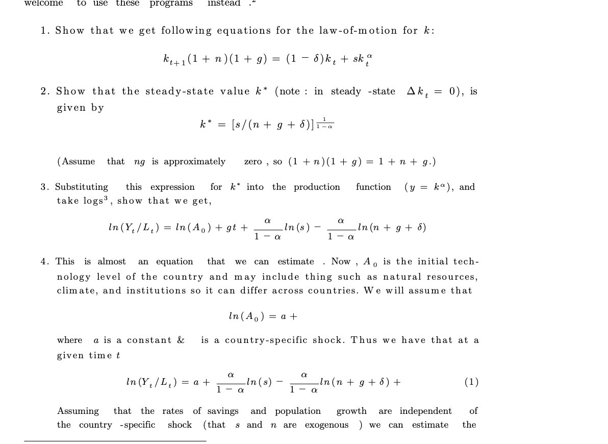  welcome (\".0 use te programs instead .\" 1. Show that we