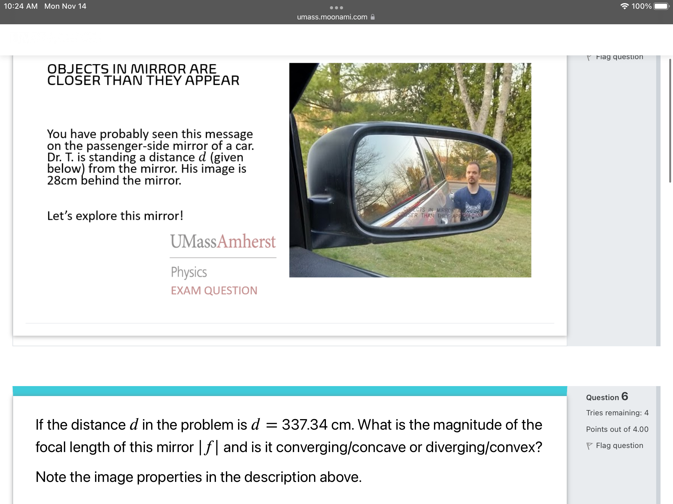 10:24 AM Mon Nov 14 . . . 100% umass.moonami.com Flag