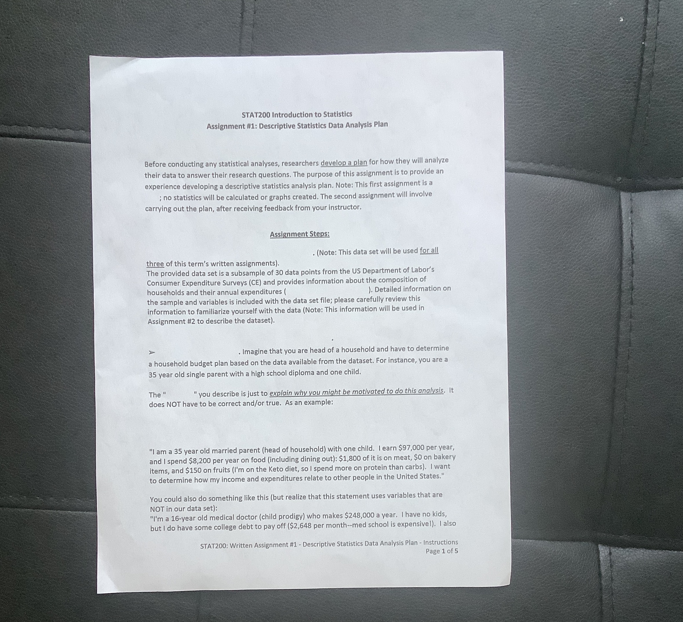 Descriptive analysis write up STATZOO Introduction to Statistics Assignment #1: Descriptlve Statistlis