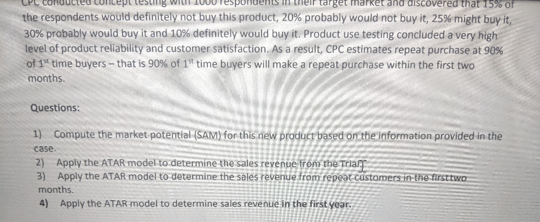 answer please CPL conducted concept testing with 1000 respondents in their target