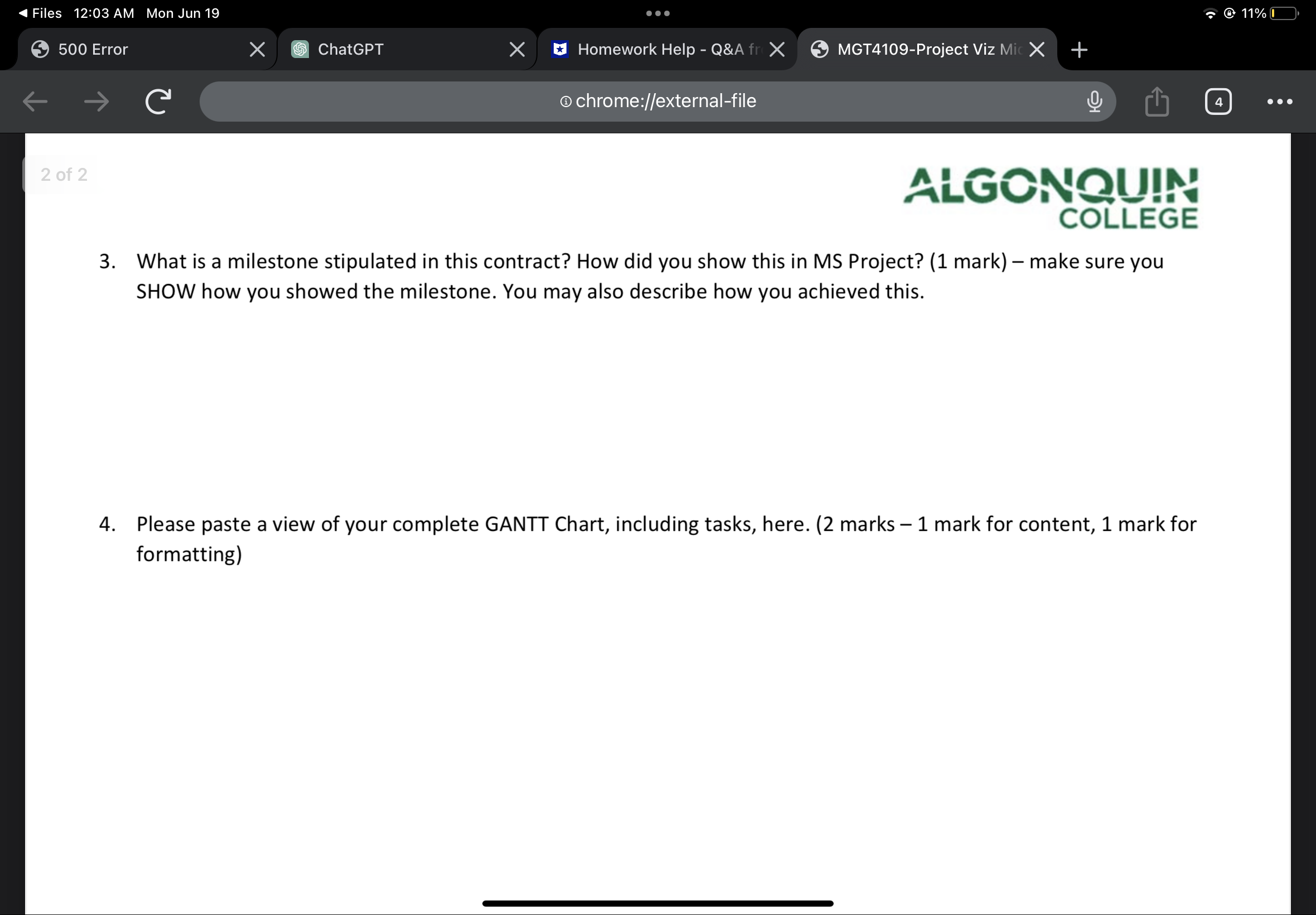  Files 12:03 AM Mon Jun 19 @ 11% 500 Error X