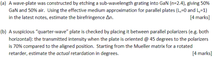 (a) A wave-plate was constructed by etching a sub-wavelength grating into