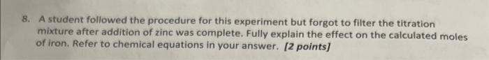 i need help in this question please 8. A student followed the