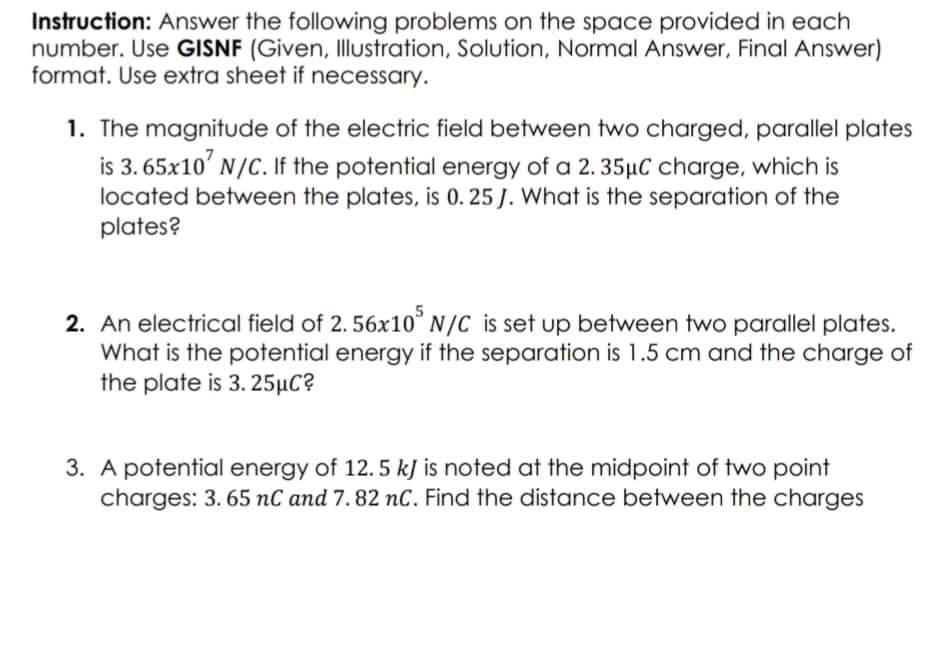  lnstructlon: Answer the following problems on the space provided in each