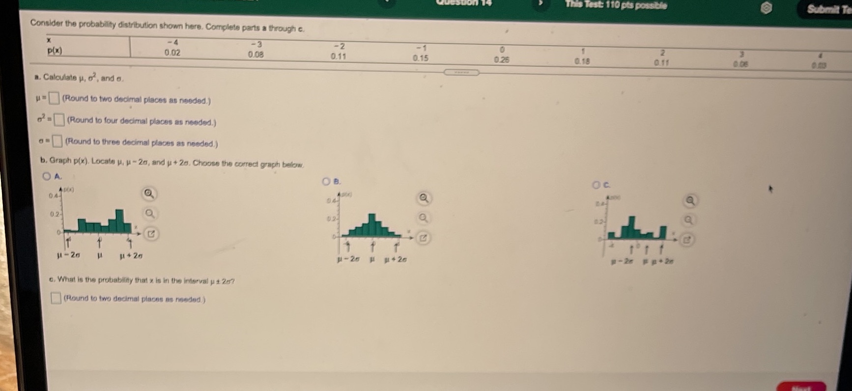 Please answer asap This Test: 110 pts possible Submit Te Consider the