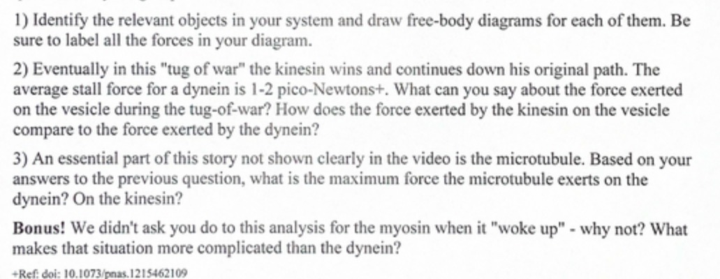 1) Identify the relevant objects in your system and draw free-body