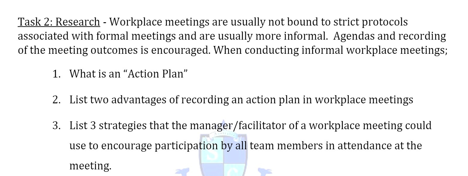 Task 2: Research - Workplace meetings are usually not bound to