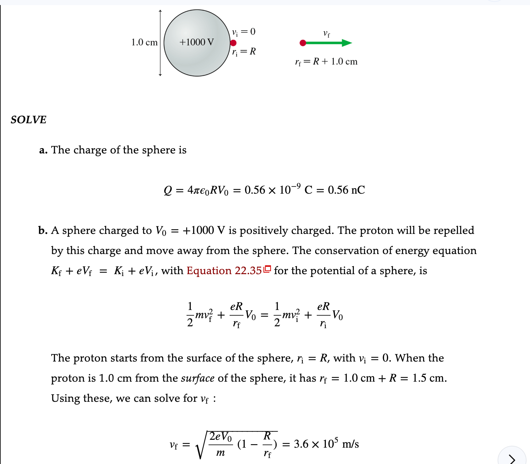 22.7 A proton and a charged sphere A proton is released from