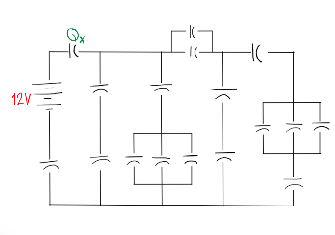 parallel across a 15!] v hatterv source.The charges accumulated in capacitorA, B,
