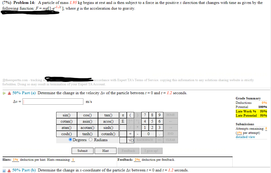 may result in termination of your Expert TA Account. & Calculate the