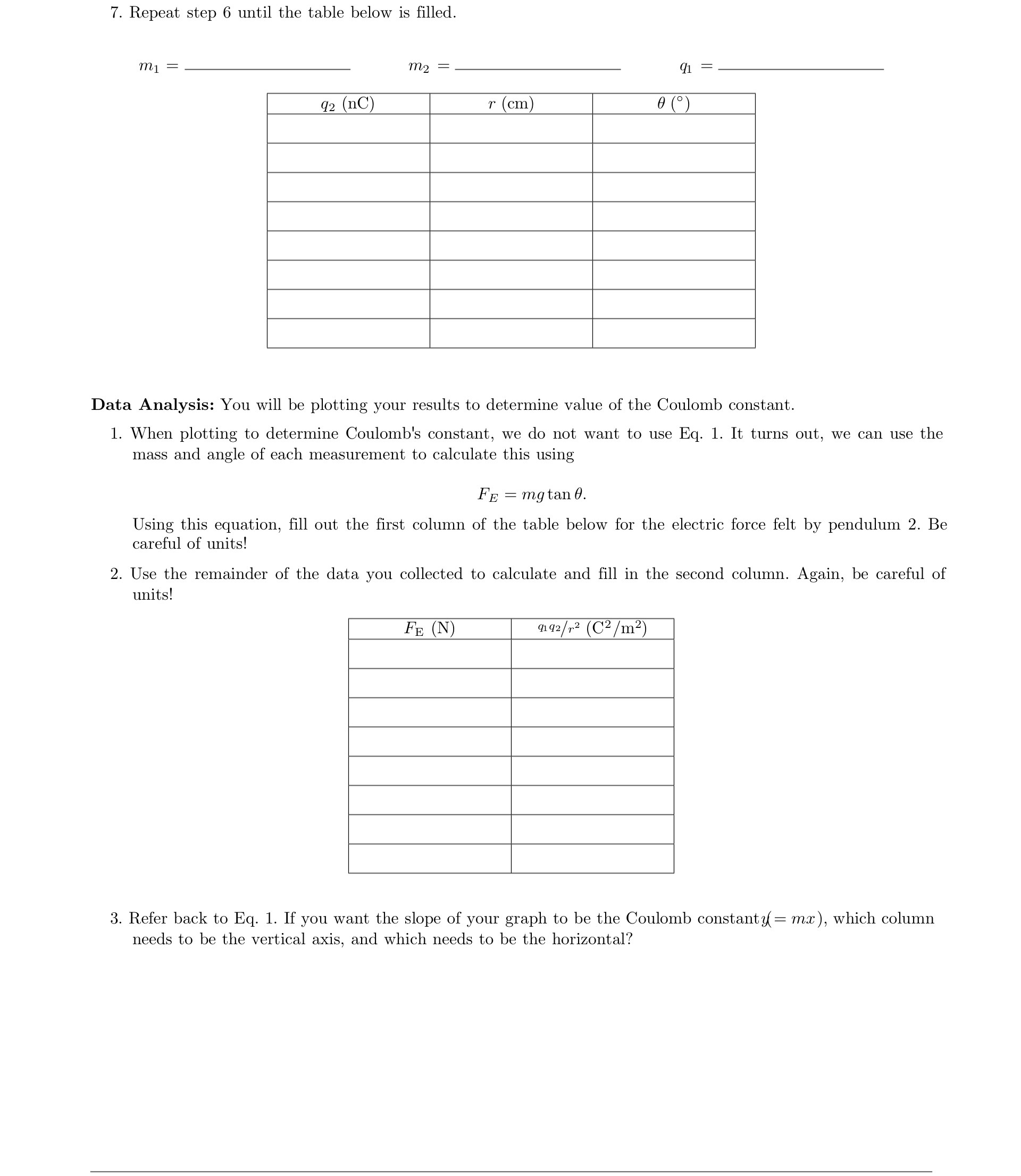 7. Repeat step 6 until the table below is filled. (12