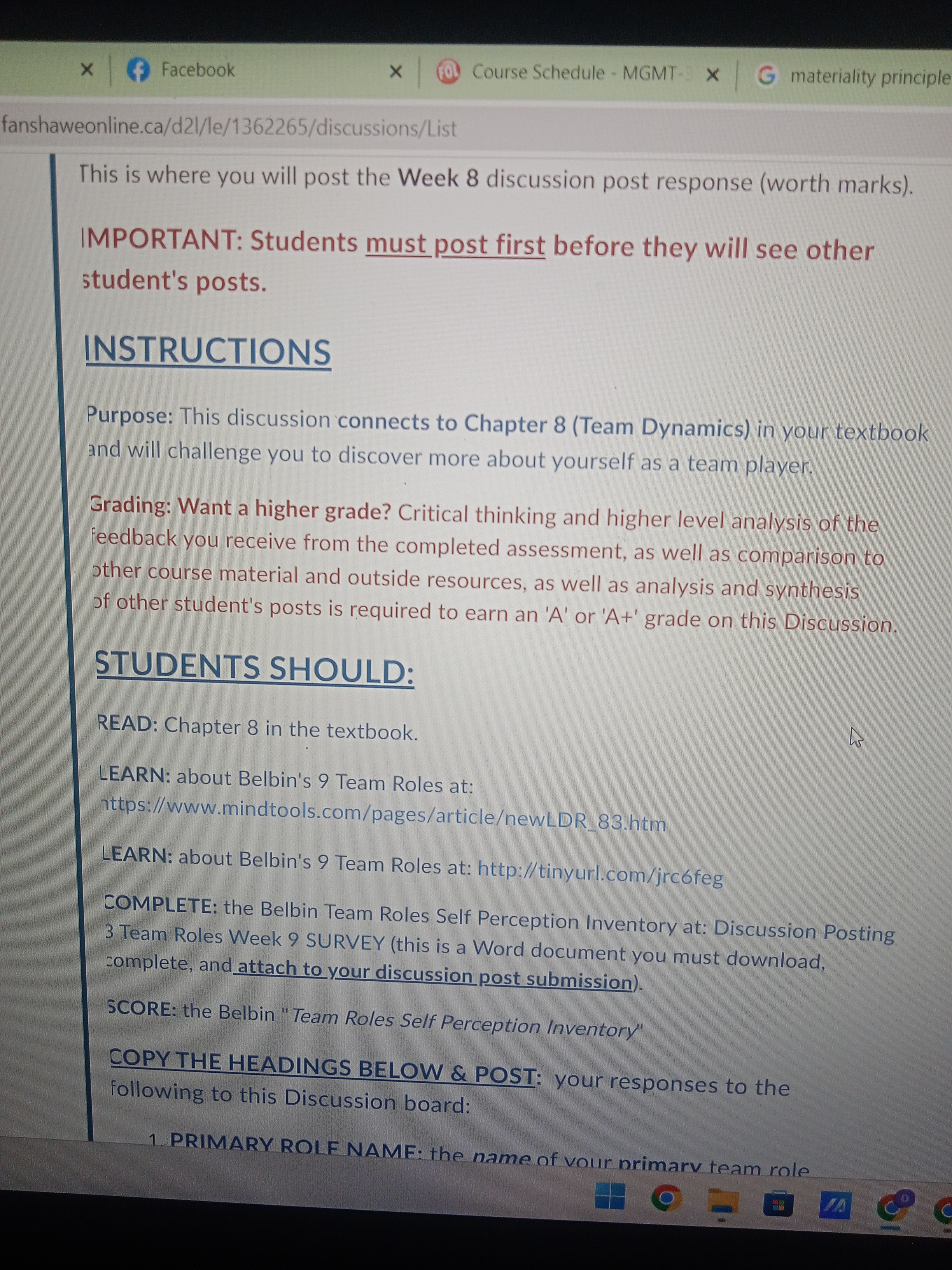 X Facebook x ) Course Schedule - MGMT - x G