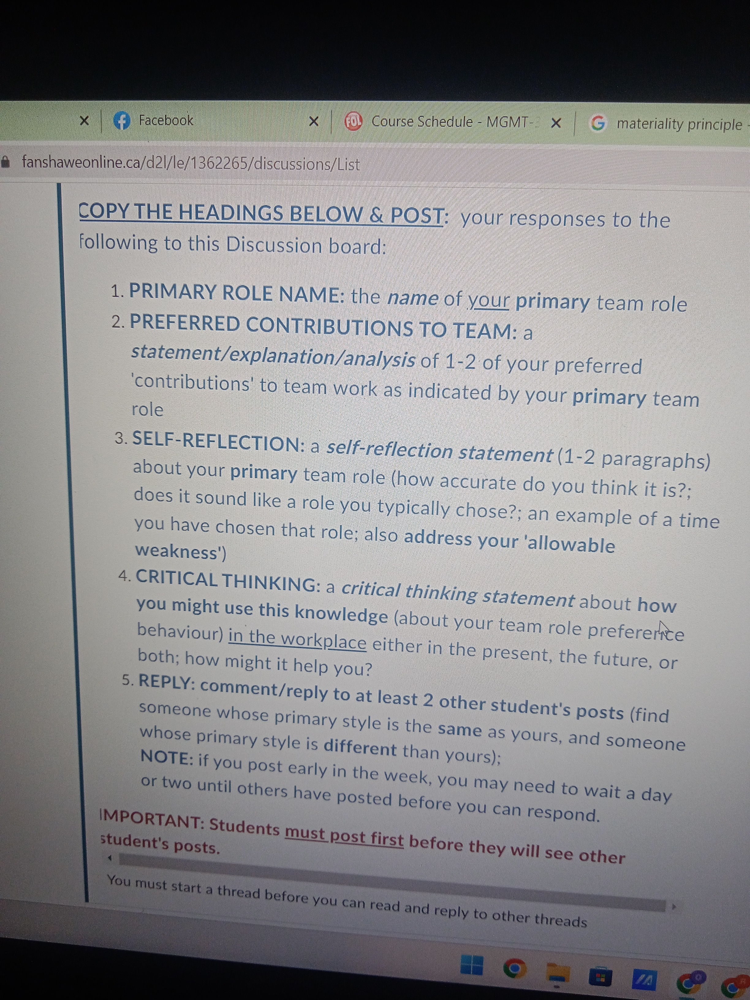 materiality principle fanshaweonline.ca/d21/le/1362265/discussions/List This is where you will post the Week 8