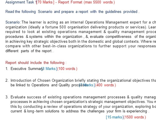  Assignment Task (70 Marks ] - Report Format (max 5500 words