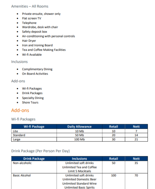 Koala Cruiselines for use in Customer Cruise Packages.The Rates Agreement must be