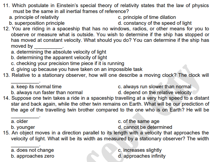 SOLUTIONS PLEASE. 1. What principle is responsible for alternating light and dark