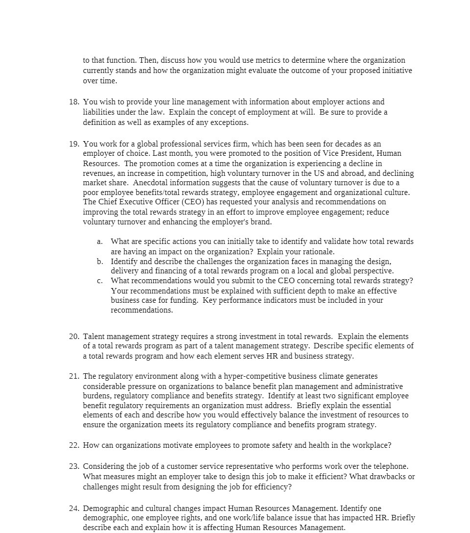  to that function. Then, discuss how you would use metrics to