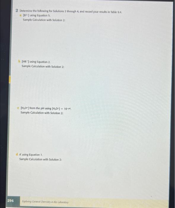  2 Determine the following for Solutions 2 through 4 , and