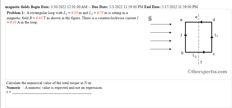 please help me on all questions magnetic-fields Begin Date: 3/30/2022 12:01:00 AM