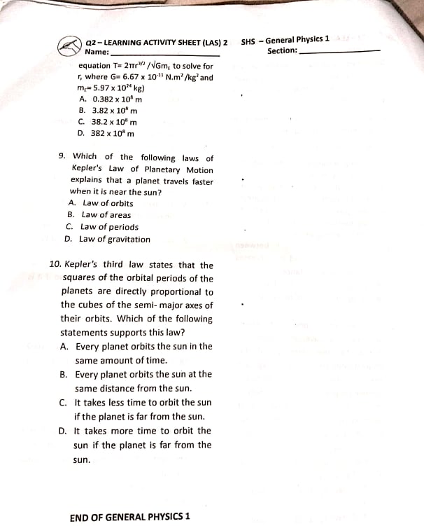 1: Name: Section: Directions: Read each question carefully 3. Which of the