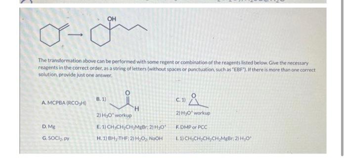 below. Give the necessary reagents in the correct order, as a string