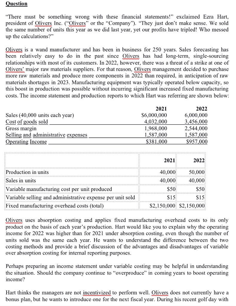 Question "There must be something wrong with these financial statements!" exclaimed