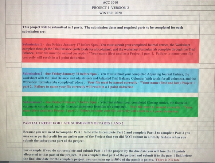  ACC 3010 PROJECT 1 VERSION 2 WINTER 2020 This project will