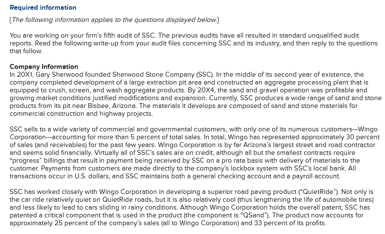 PLEASE NOTE THIS IS ONE FIVE PART QUESTION: [The following information applies