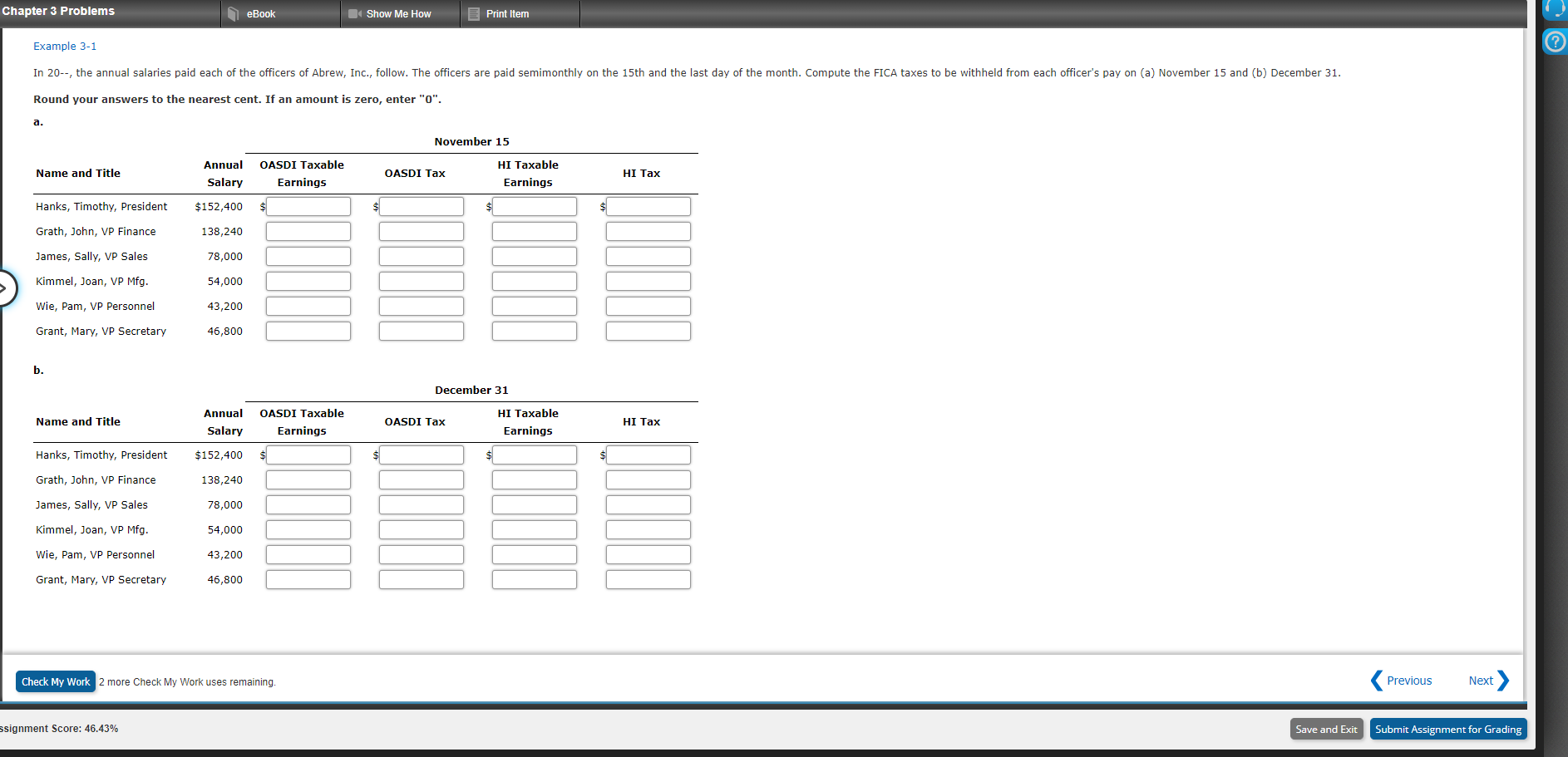  Chapter 3 Problems eBook Show Me How Print Item Example 3-1
