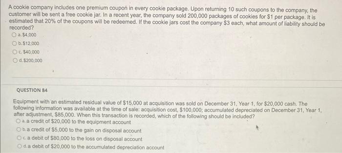 QUESTION 91 What does the allowance for doubtful accounts represent? a. bad