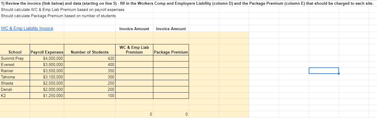  1) Review the invoice (link below) and data (starting on line