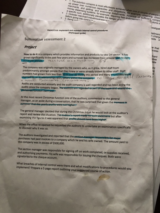 FNSACC516 - The extortion conspire most efforts achieved when one or